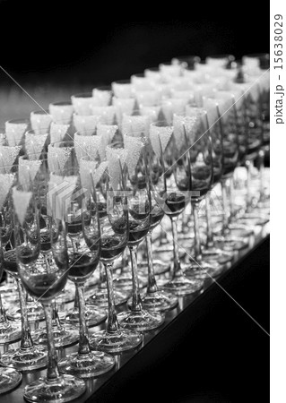 Empty champagne glasses decorated 15638029