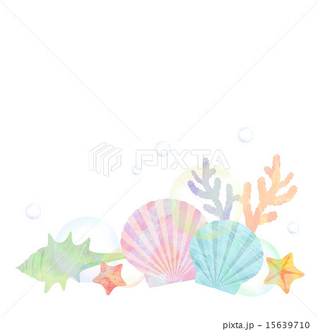 海の絵 貝サンゴつき-