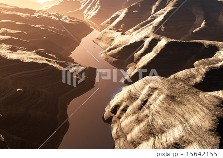 Canyon with a Natural Fault Drainage Basin Lake Canyon with a Natural Fault Drainage Basin Lake 15642155