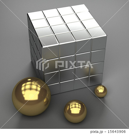 illustration of cube and spheres illustration of cube and spheres 15643906
