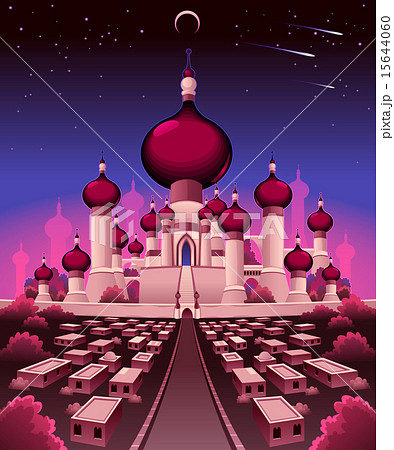 Arabian Castle In The Nightのイラスト素材