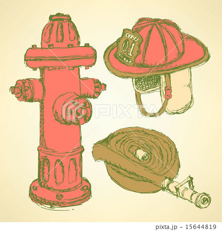Sketch fire protection set vintage style Sketch fire protection set vintage style 15644819