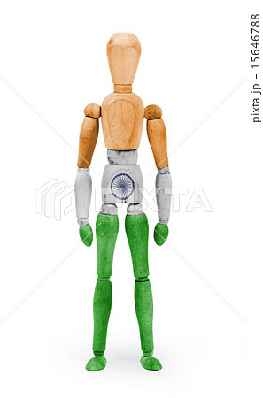 Wood figure with flag bodypaint - India Wood figure with flag bodypaint - India 15646788