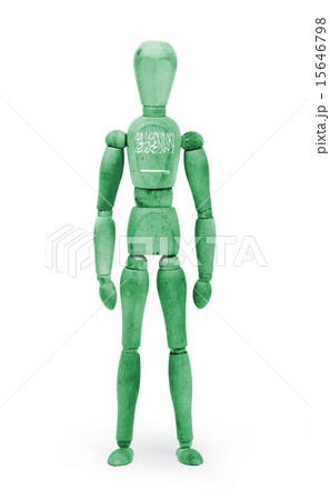 Wood figure with flag bodypaint - Saudi Arabia 15646798