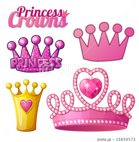 Set  of princess crowns isolated on white. Vector illustration. 15650573