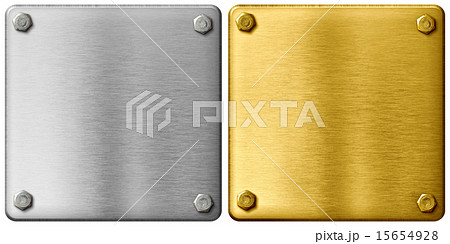 silver and gold metal plates with clipping path included 15654928