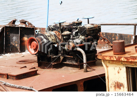 Old Moored ship in port on the sea 15663464