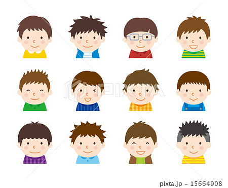 Various Hairstyle Boys Icon Stock Illustration