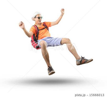 young asian  man floating mid air with crazy 15666013