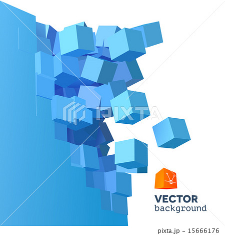 Vector 3D explosion background with cube particles Vector 3D explosion background with cube particles 15666176