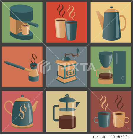 Equipment for making coffee, icons set Equipment for making coffee, icons set 15667576