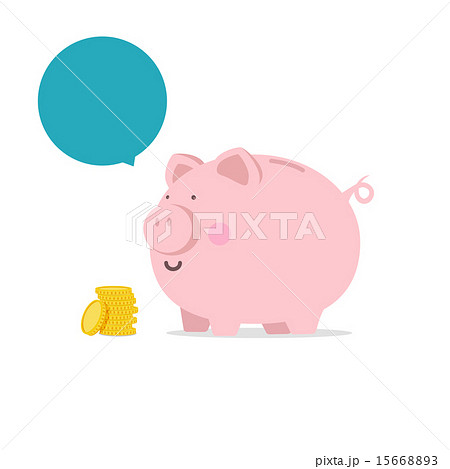 Piggy bank - flat icon with blank bubble text Piggy bank - flat icon with blank bubble text 15668893
