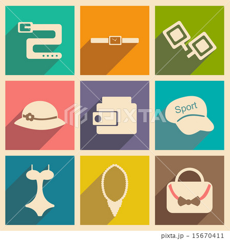 Flat with shadow concept and mobile application fashion accessories Flat with shadow concept and mobile application fashion accessories 15670411