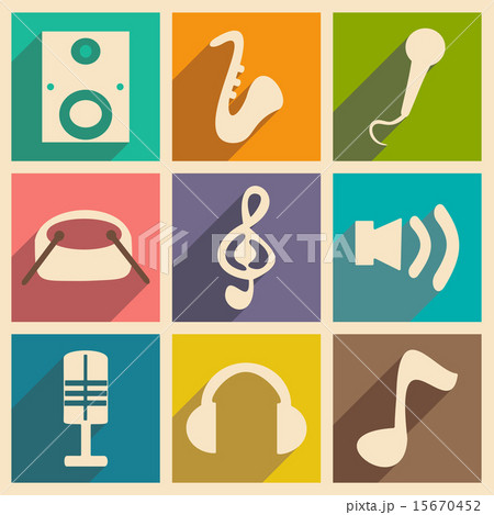 Flat with shadow concept and mobile application music Flat with shadow concept and mobile application music 15670452