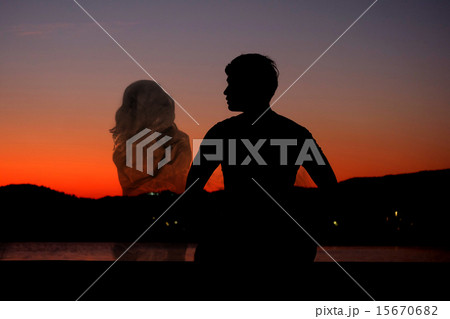 Silhouette man waiting for his soulmate 15670682