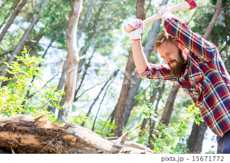Portrait of an attractive young lumberjack 15671772