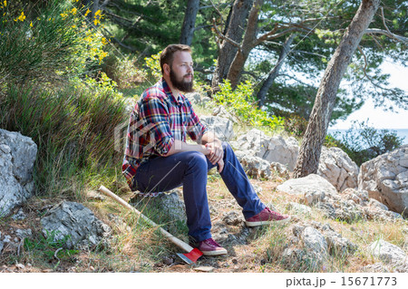 Portrait of an attractive young lumberjack 15671773