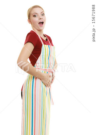 Funny housewife in kitchen apron Funny housewife in kitchen apron 15671988