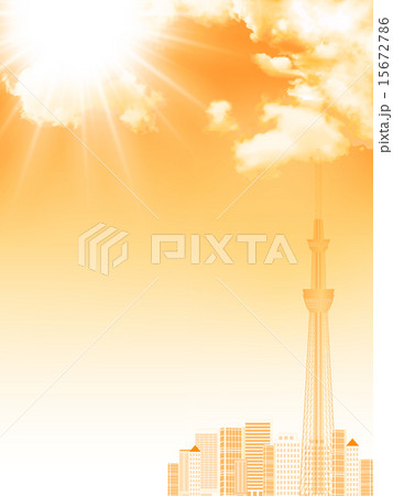 夕日 建物 東京