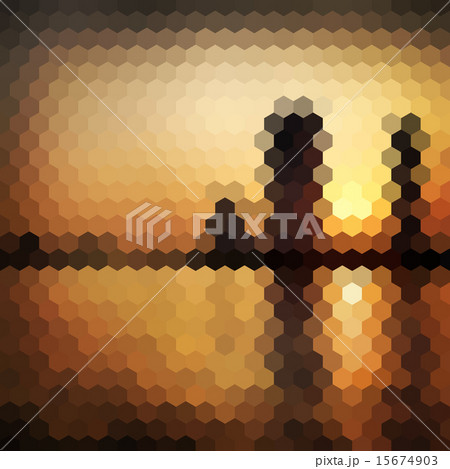 Sunset city hexagon background 15674903