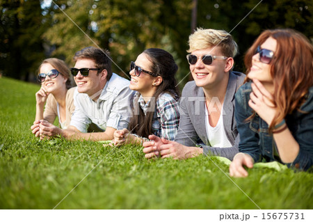 group of students or teenagers hanging out 15675731