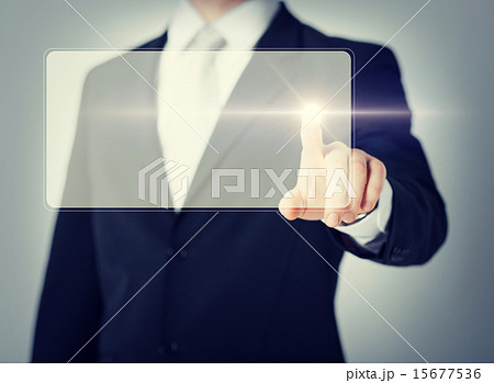 male hand touching virtual screen 15677536