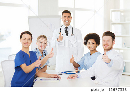 group of doctors on presentation at hospital 15677538