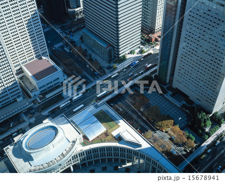 西新宿ビル街の俯瞰の写真素材