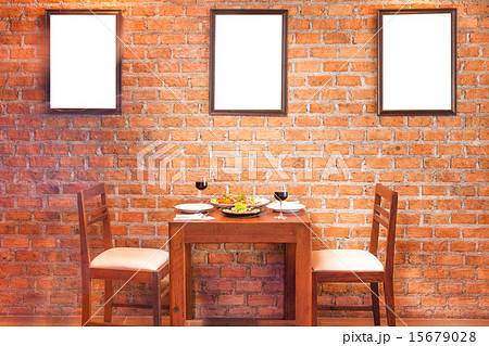 retro restaurant interior with thai food and wine 15679028