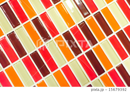 Lime red yellow and brown mosaic tiles background 15679392