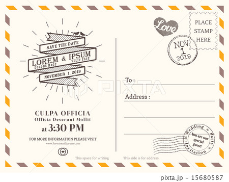 Vintage wedding postcard background template Vintage wedding postcard background template 15680587