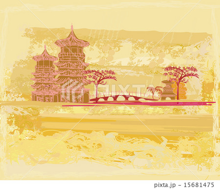 Chinese old building on abstract Asian Landscape 15681475