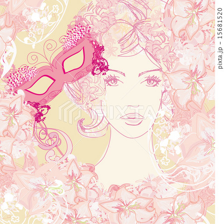 woman with carnival mask, abstract floral portrait woman with carnival mask, abstract floral portrait 15681520