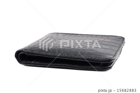 Black leather wallet isolated Black leather wallet isolated 15682883