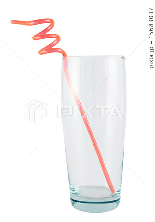 Tall empty glass with a straw Tall empty glass with a straw 15683037