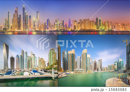 Collage of the beauty panorama at Dubai marina. Collage of the beauty panorama at Dubai marina. 15683083