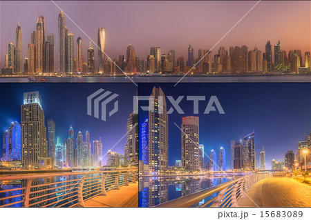 Collage of the beauty panorama at Dubai marina. Collage of the beauty panorama at Dubai marina. 15683089
