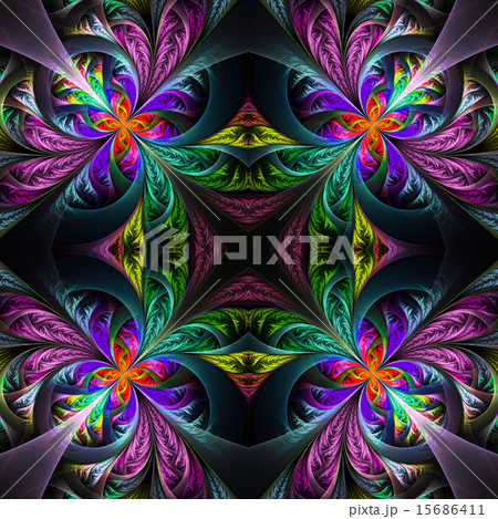 Symmetric multicolored fractal tracery. Symmetric multicolored fractal tracery. 15686411