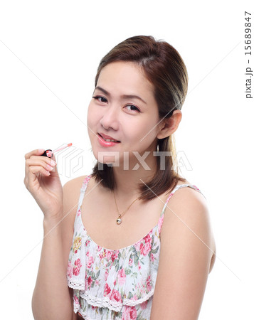 women asian happy smiling with lips gloss isolated women asian happy smiling with lips gloss isolated 15689847