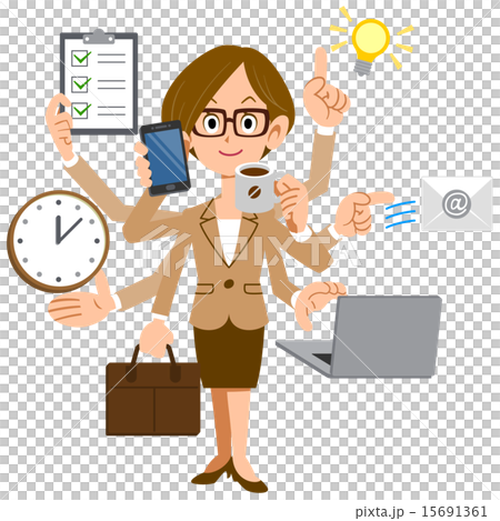 Businesswoman with glasses to perform multitasking 15691361