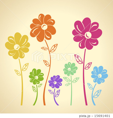 Colourful flowers pattern. Vector background. Green yellow blue  15691401