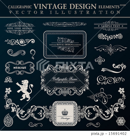 Calligraphic heraldic decor elements. Vector vintage frameworks 15691402