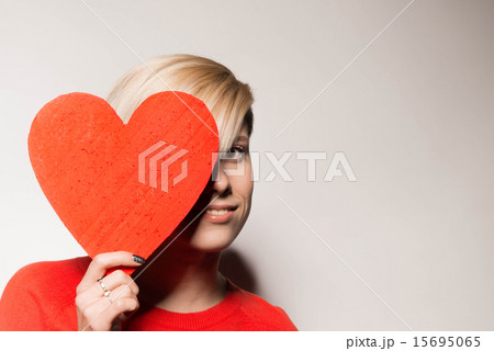Valentine's Day. Love. Girl holding a heart 15695065