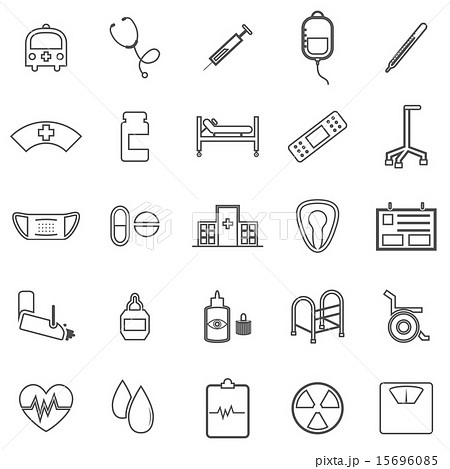 Hospital line icons on white background 15696085