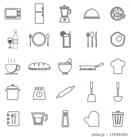 Kitchen line icons on white background Kitchen line icons on white background 15696086
