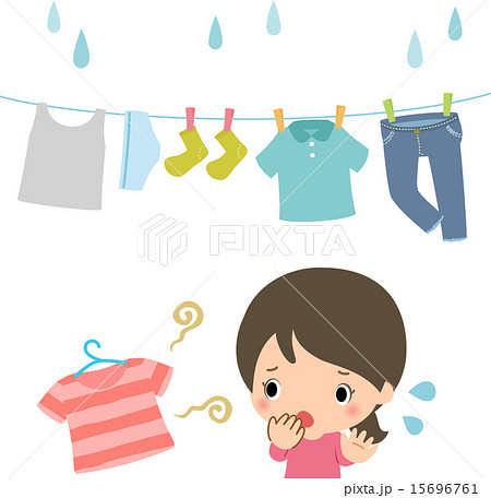 洗濯物の臭いに悩む女性のイラスト素材 15696761 Pixta