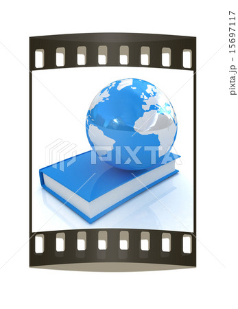 colorful books and Earth. The film strip 15697117