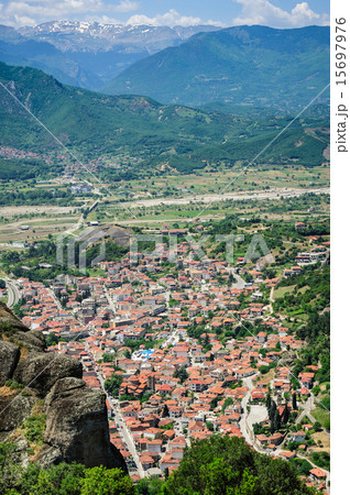 Kalambaka town view from Meteora rocks, Greece Kalambaka town view from Meteora rocks, Greece 15697976