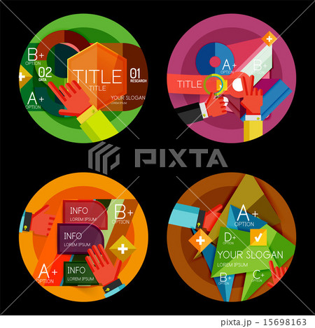 Set of option presentation labels, flat design web infographic boxes 15698163