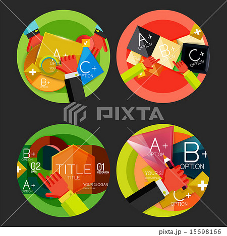 Set of option presentation labels, flat design web infographic boxes Set of option presentation labels, flat design web infographic boxes 15698166